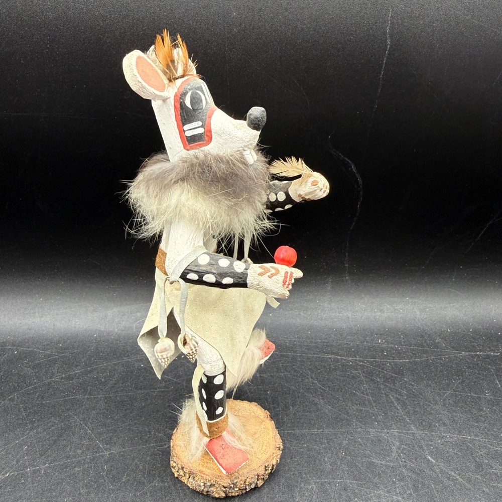 Vintage 7" White Mouse Kachina Doll Dancer Native American Folk Art Hand Painted - Picture 5 of 10
